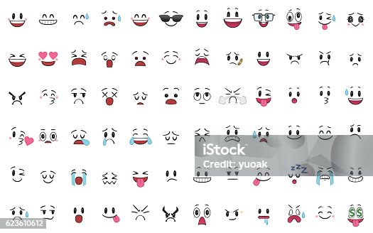 istock Set of 72 different pieces of emotions 623610612