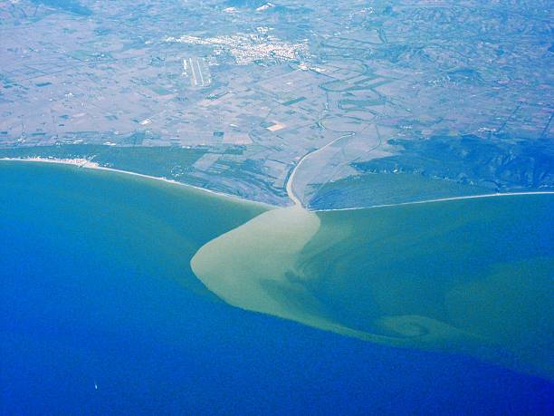 Tuscan coast - Mouth of the River Ombrone stock photo