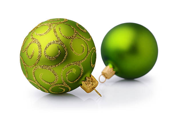 istock Two green Christmas balls 623614660