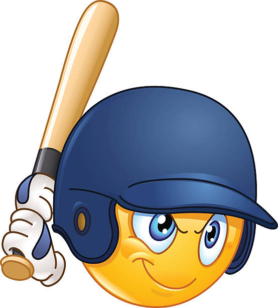 бейсбол тесто смайлик - baseball player baseball holding bat stock illustrations