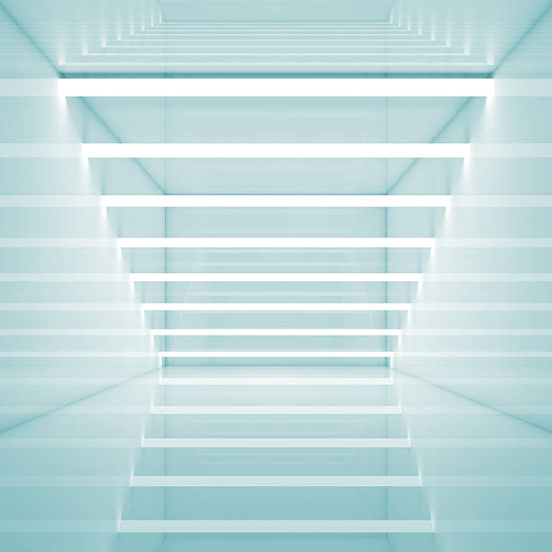 istock Blue room interior with stripes of lights 623615952