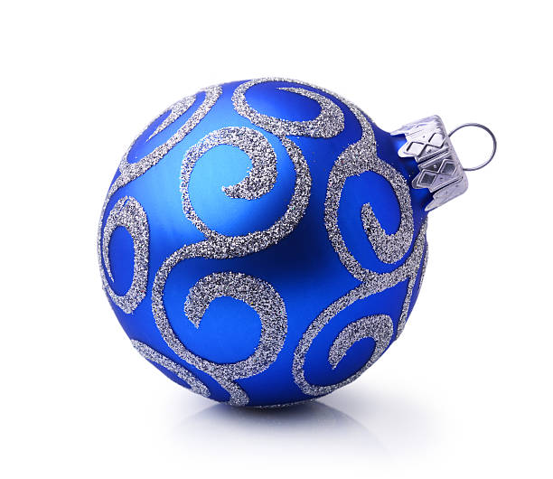 istock Blue Christmas ball with silver ornament 623617600