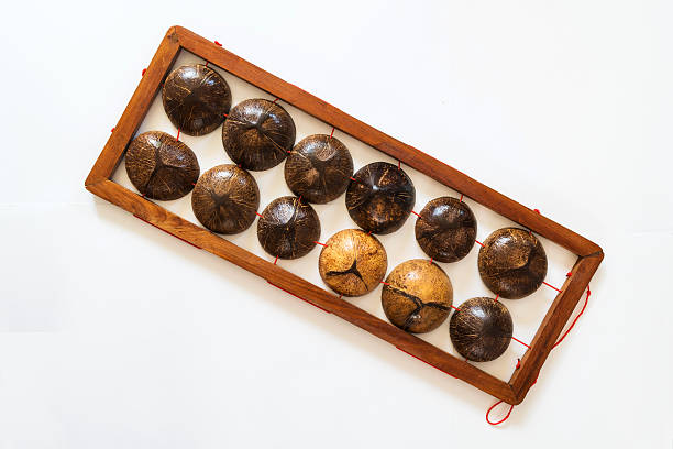 istock coconut shell in wooden frame, self-foot massage 623617828