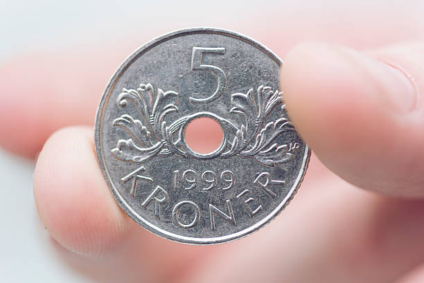 istock Norwegian 5 kroner coin currency close up 623619738