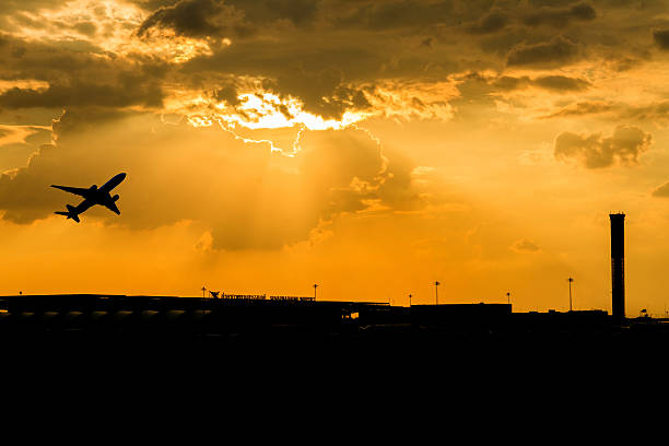 istock Suvarnabhumi Airport lighting at sunset. 623620768