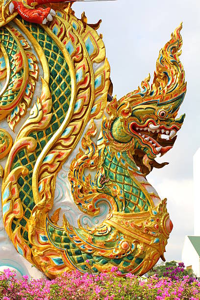 istock Naga statue background of cloud sky,Thailand 623620786