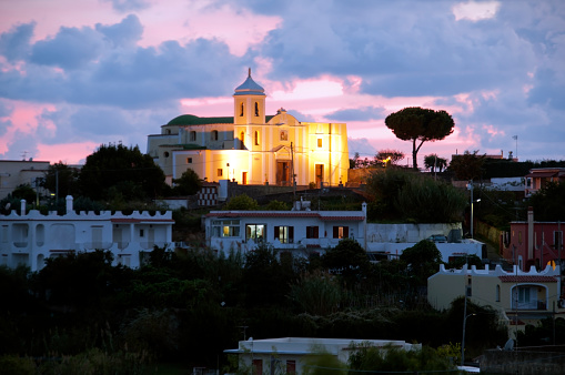 Church at night on 'island of Ischia