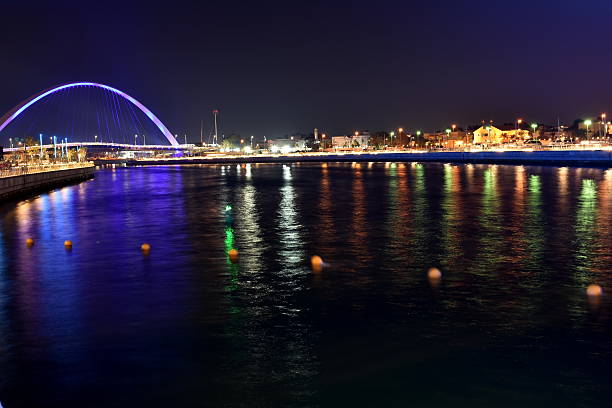 istock Dubai Skyline at night from new Dubai Canal, U.A.E 623665596