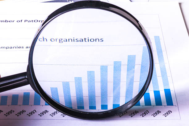 istock Magnifying glass and business growth graph 623666392