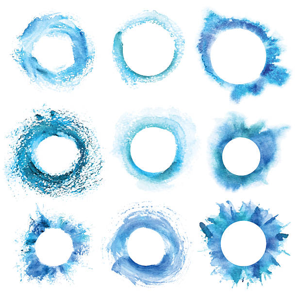 그런지가 있는 둥근 파란색 프레임 컬렉션 - drop abstract blob water stock illustrations