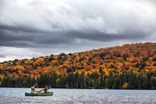 カナダの自然の不思議の中でパドリング - canoeing paddling canoe adventure ストックフォトと画像