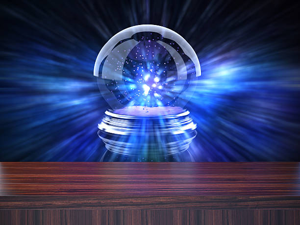 istock Christmas  defocused magic ball and lights on wooden background 623676684