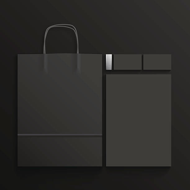 ilustrações de stock, clip art, desenhos animados e ícones de mockup of black branding elements on black background - usb flash drive illustrations