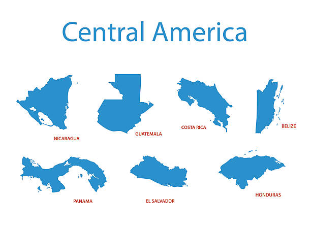 illustrazioni stock, clip art, cartoni animati e icone di tendenza di america centrale - mappe vettoriali dei territori - territories
