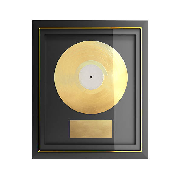 Gold CD prize with label 3d render stock photo