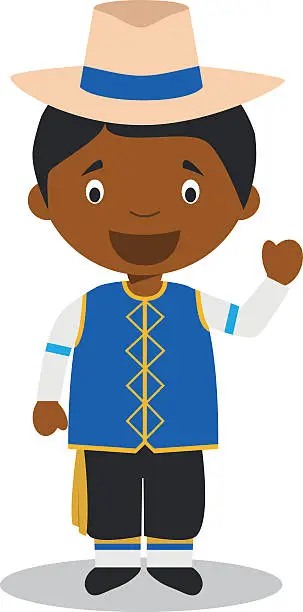 Vector illustration of Character from Barbados dressed in the traditional way Vector Illustration