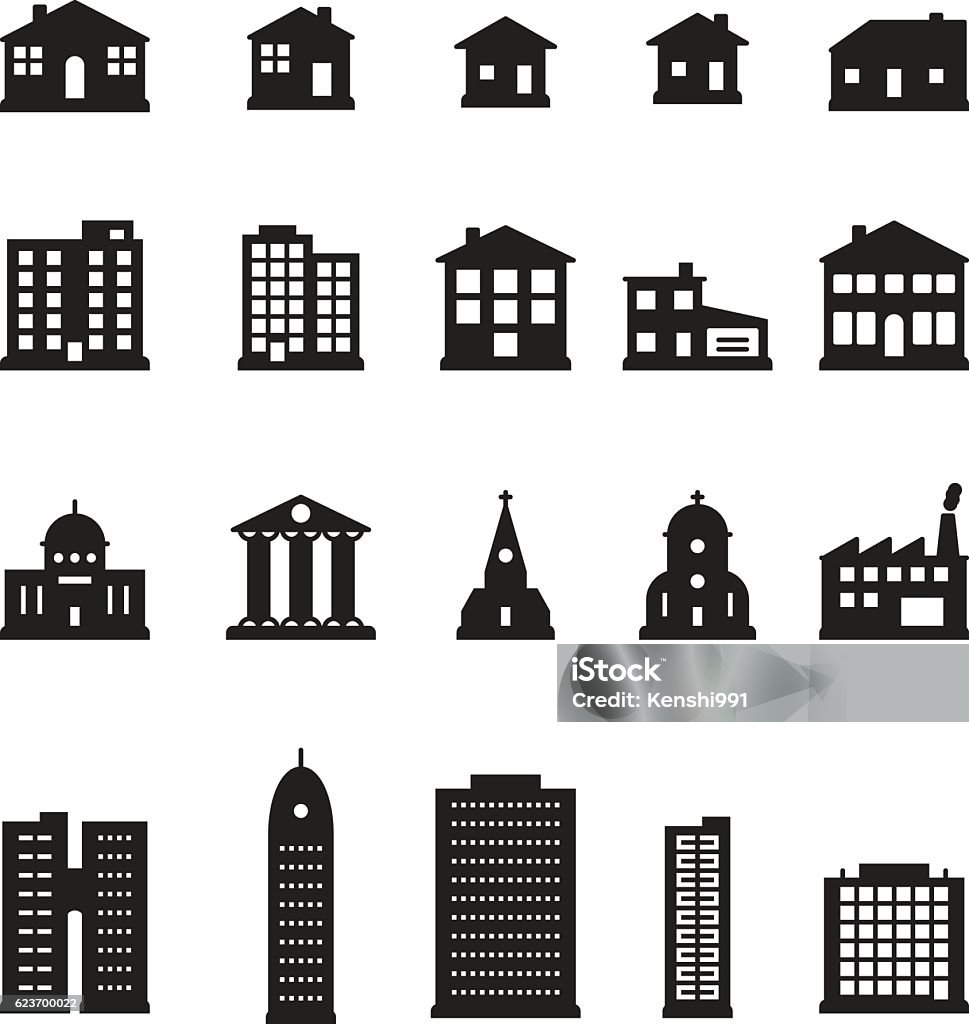 Buildings icon set. Vector. Buildings icon set. Vector. eps10. Icon Symbol stock vector