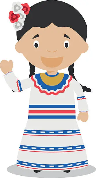 Vector illustration of Character from Dominican Republic dressed in the traditional way