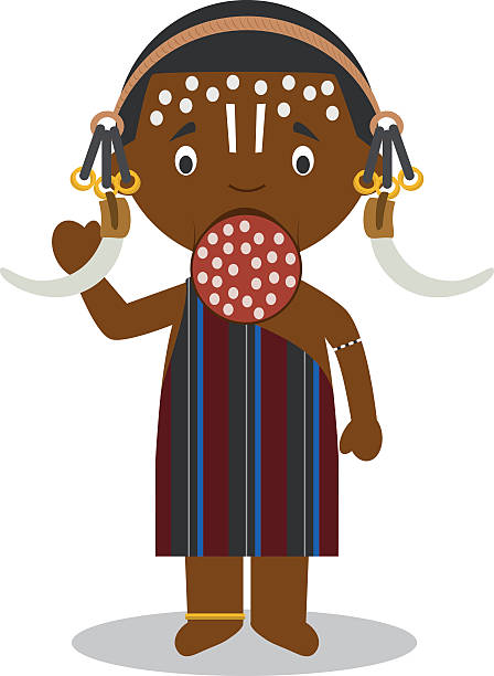 ilustrações de stock, clip art, desenhos animados e ícones de character from ethiopia (mursi tribe) dressed in the traditional way - etiopia i