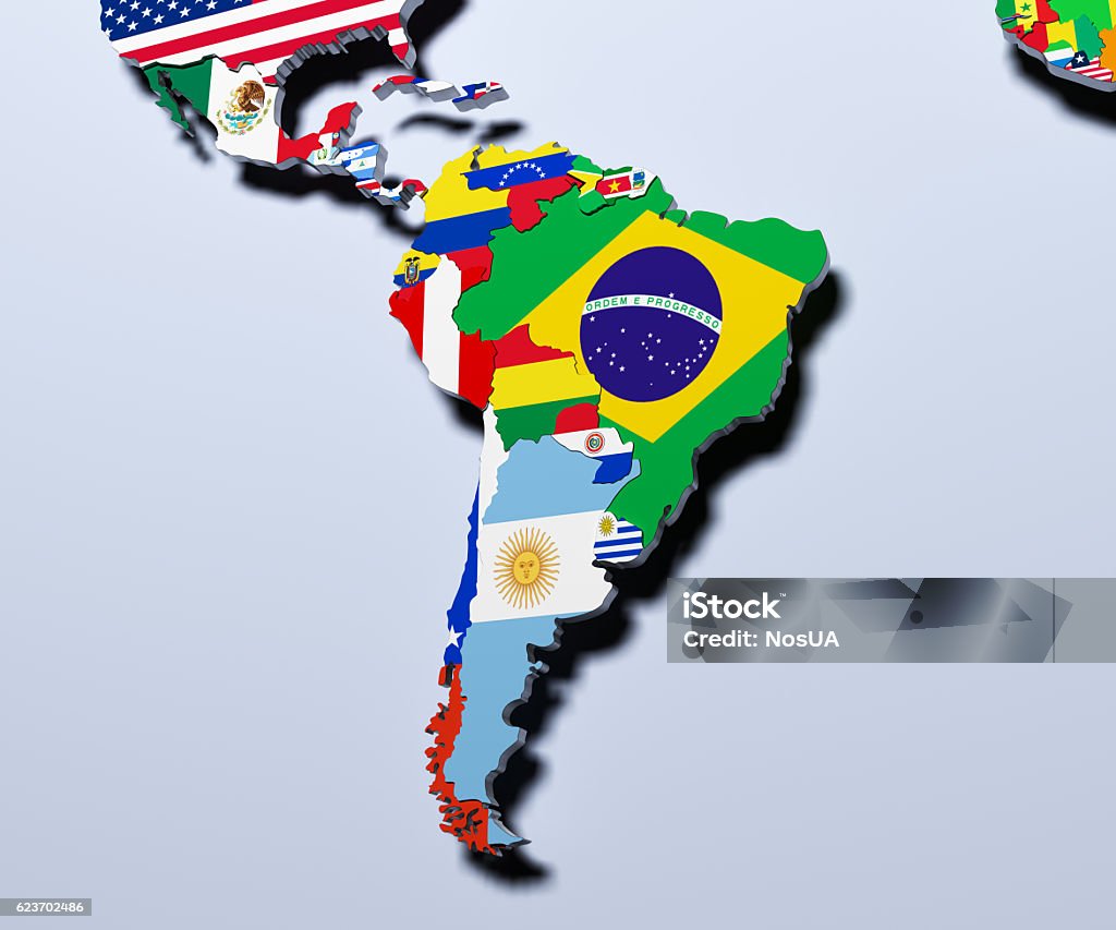 South America map 3d illustration Map Stock Photo