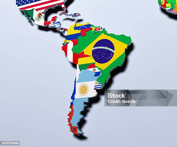 South America Map 3d Illustration Stock Photo - Download Image Now - Map, The Americas, Government