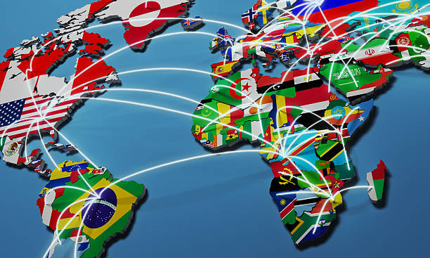 istock Online Shopping in world Map 3d illustration 623704348