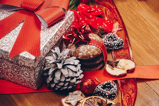 istock Christmas still life with ginger honey biscuits and ornaments 623708278