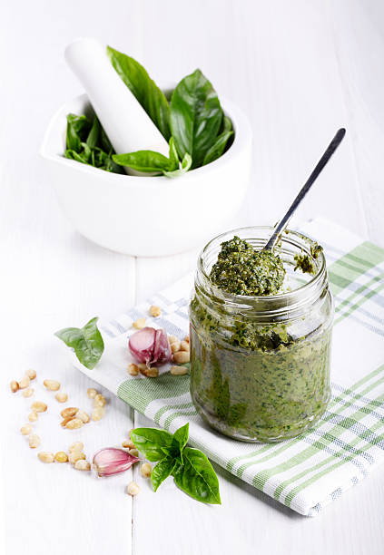 istock Homemade green pesto sauce 623709354
