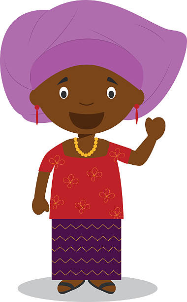 postać z nigerii ubrana w tradycyjny sposób - nigeria african culture dress smiling stock illustrations
