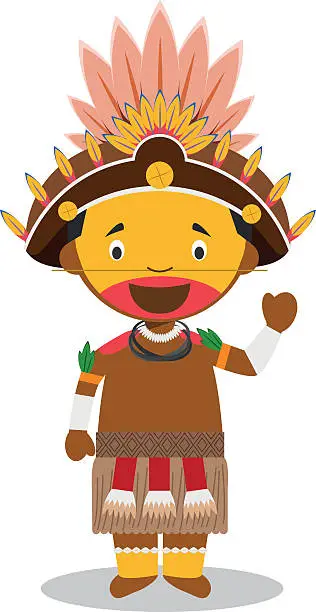 Vector illustration of Character from Papua New Guinea (Dani Tribe) dressed traditionally