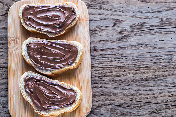 istock Slices of baguette with chocolate cream 623712798