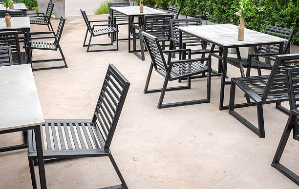 istock Tables and chairs in a restaurant 623713156