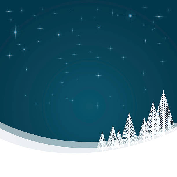 weihnachtslandschaft mit schnee und wintersternen hintergrund - christmas tree christmas blue night stock-grafiken, -clipart, -cartoons und -symbole