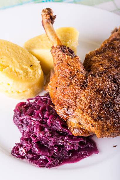 istock Duck breast with red cabbage and crispy skin and dumplings 623741054