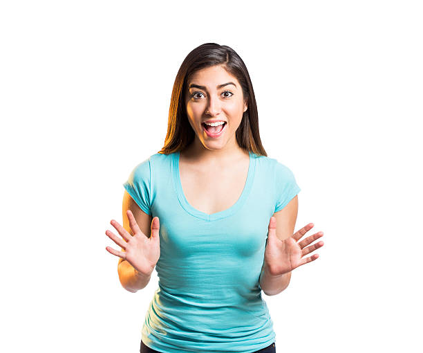 istock Young latin woman gesturing surprise 623742974