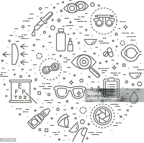 Ilustración de Ilustración Del Concepto De Oftalmología Línea Delgada Diseño Plano y más Vectores Libres de Derechos de Asistencia sanitaria y medicina