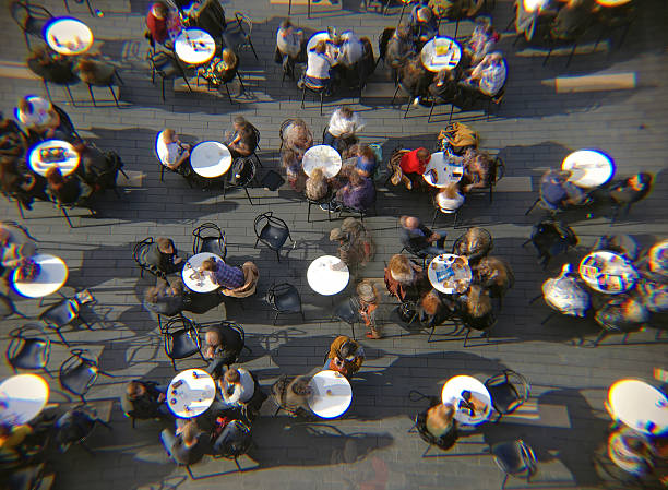 vibrant out door eating venue soft focused copy space