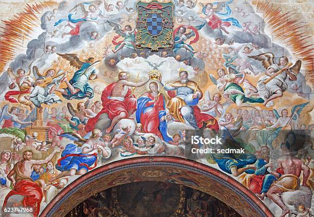 Salamanca The Fresco Of Coronation Of Virgin Mary Stock Photo - Download Image Now