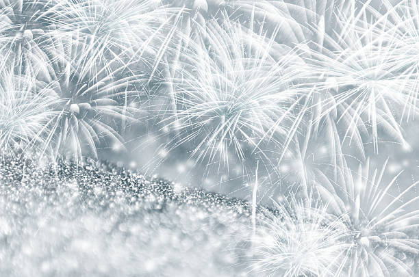 istock Silver and blue fireworks at New Year 623748974
