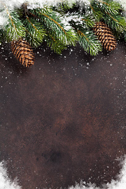 istock Christmas background with snow fir tree 623759056