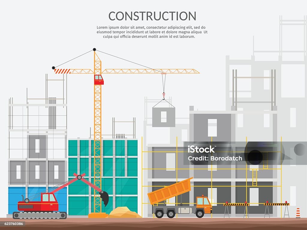 Complete Construction Vector Set Elements Construction Concept Process Construction Building House ...