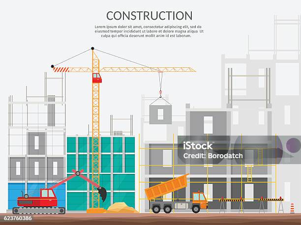 Building Compound Vector Set Elements Construction Concept Process Construction Building House ...
