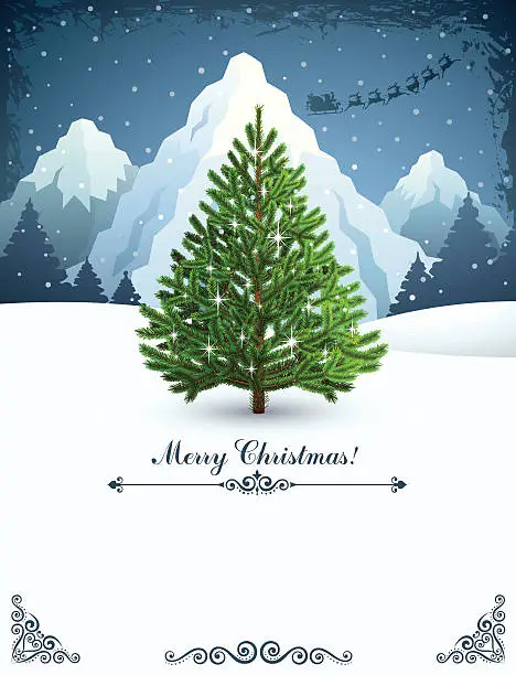 Vector illustration of Christmas Tree Card