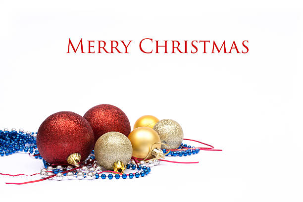 istock Christmas greeting card. Isolated balls and ornament on white ba 623760720