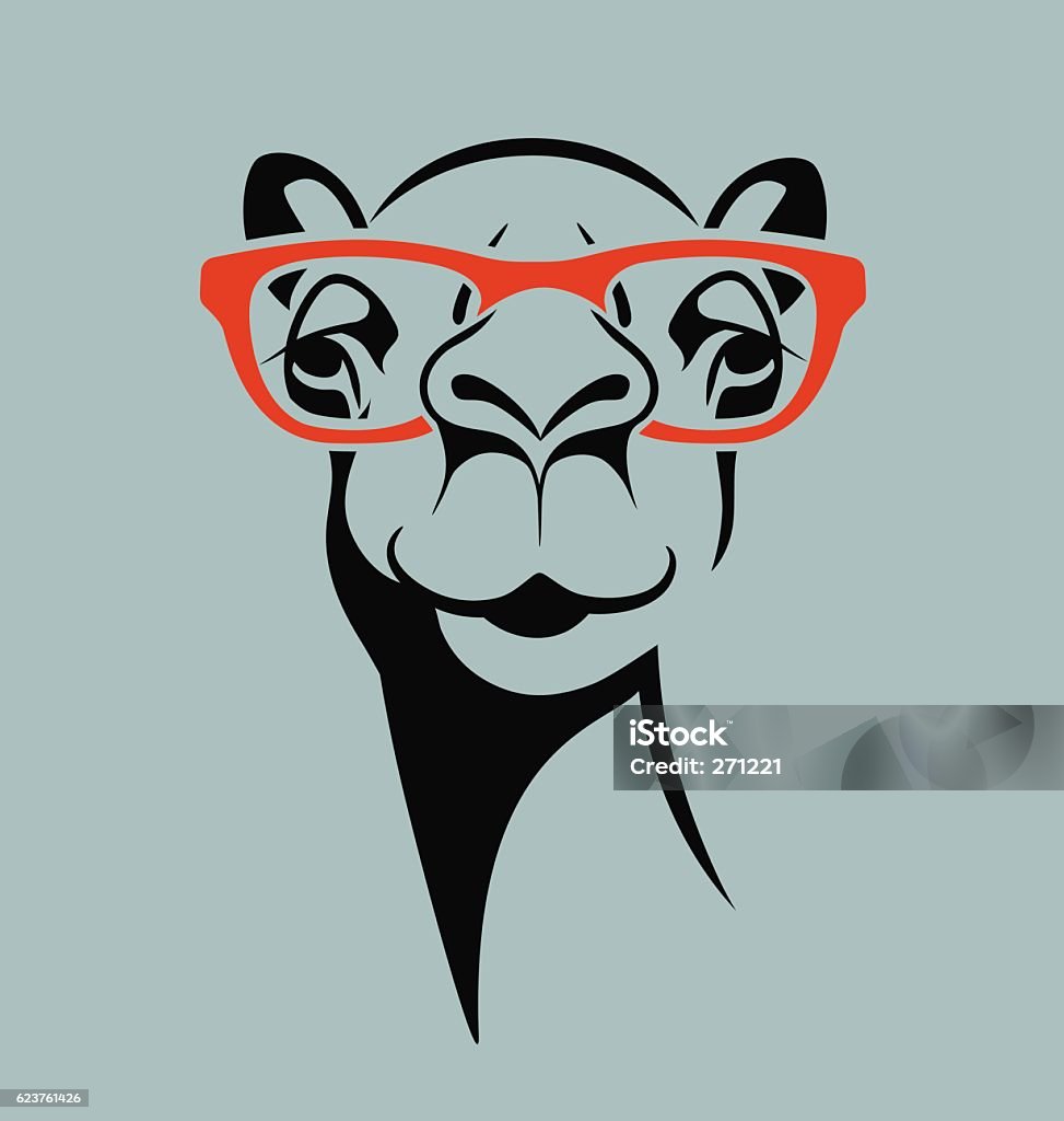 funny camel wearing glasses for t-shirt, poster, print design. funny camel wearing glasses. vector illustration for T shirt, poster, print design. Camel stock vector