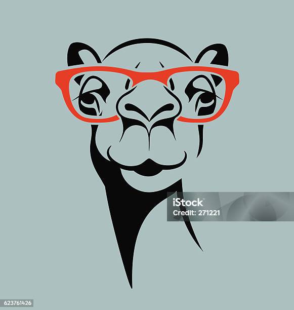 Funny Camel Wearing Glasses For Tshirt Poster Print Design Stock Illustration - Download Image Now