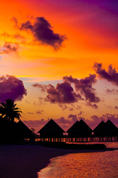 Breathtaking sunset in Vilamendhoo, Ari Atolls, the Maldives