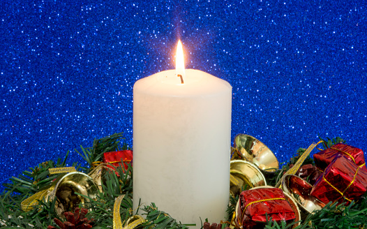 Beautiful Christmas Decorations With Lit Candle