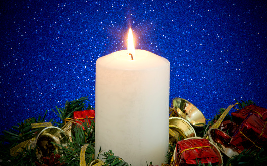 Beautiful Christmas Decorations With Lit Candle