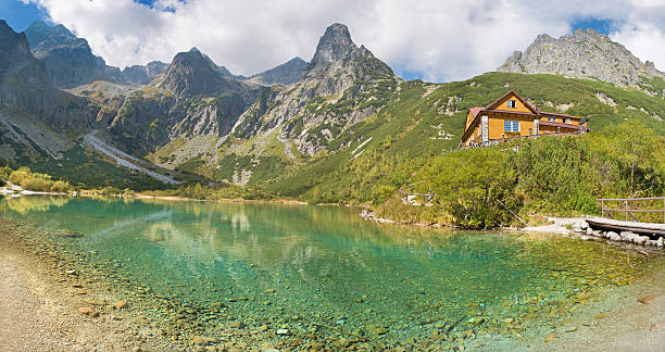 High Tatras, Slovakia - September 11, 2016: High Tatras - Zelene Pleso lake and valley with the Chalet